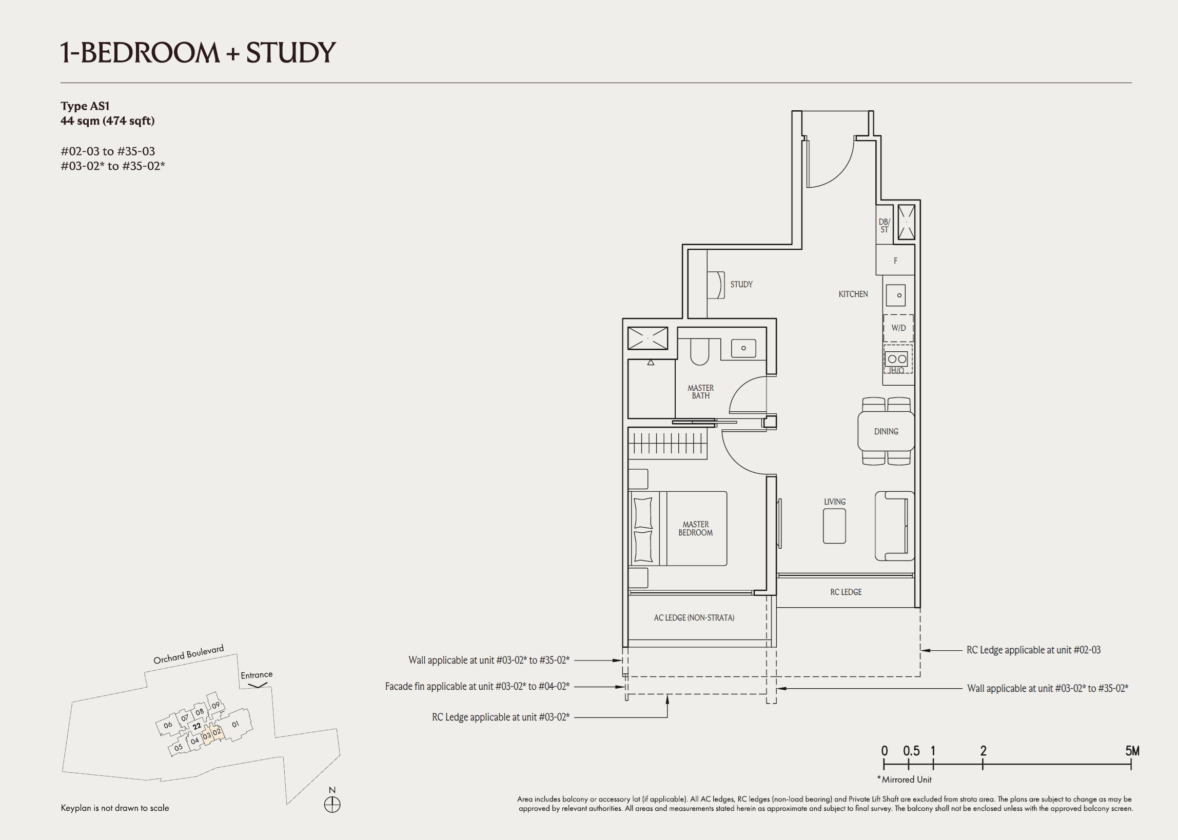 1 Bedroom + Study - AS1