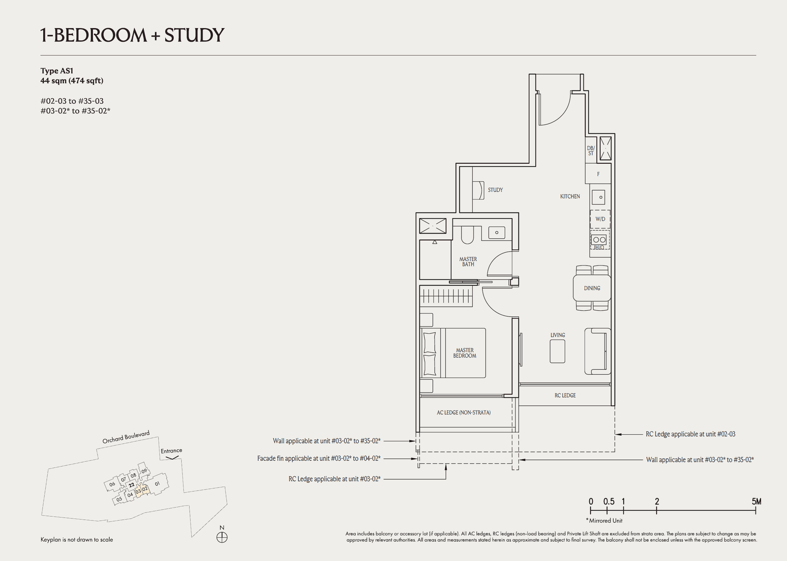 1 Bedroom + Study - AS1